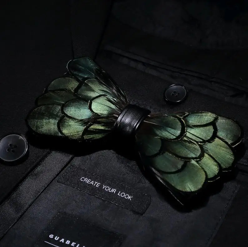 RBOCOTT Feather Bow Ties Men's Luxury Bowtie With Box Fashion Peacock Feather Bow Ties for Men Business Party Wedding