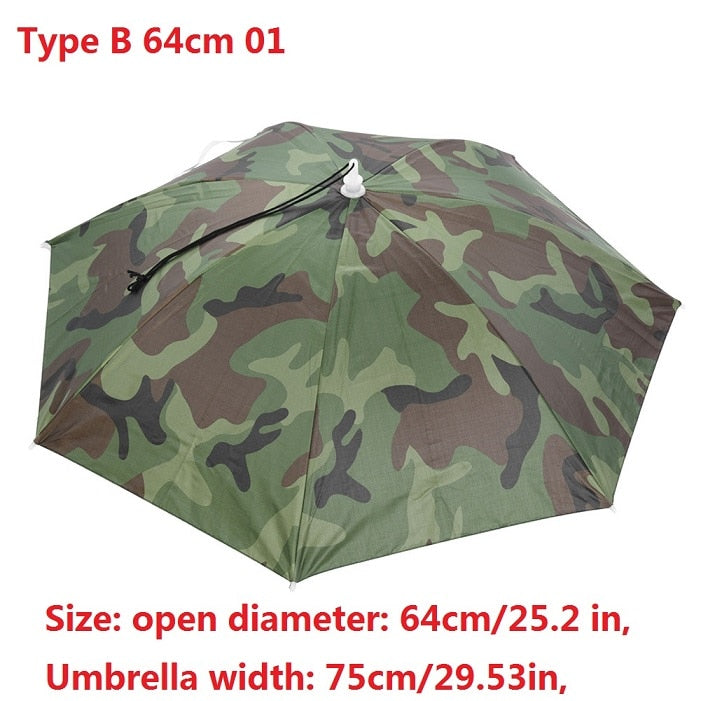 Foldable Head Umbrella Hat Anti-Rain Anti-Uv Outdoor Fishing Caps Portable Travel Hiking Beach Fish Tackle Iscas Pesca Rain Gear
