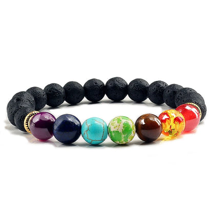 Natural Stone Tiger Eye 7 Chakra Bracelets & Bangles Yoga Balance Beads Buddha Prayer Elastic Bracelet Men Pulseira Masculina