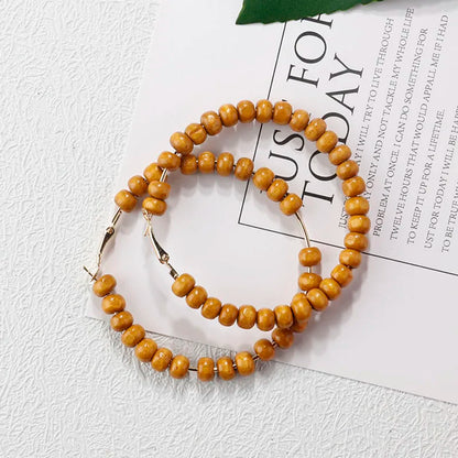 AENSOA Multiple 27 Style Korea Handmade Wooden Straw Weave Rattan Vine Braid Drop Earrings New Geometric Long Earrings