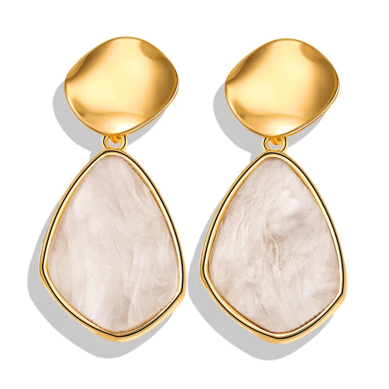 17KM New Vintage Earrings 2022 Geometric Shell Earrings for Women Girl BOHO Resin Drop Earrings Brincos Fashion Tortoise Jewelry