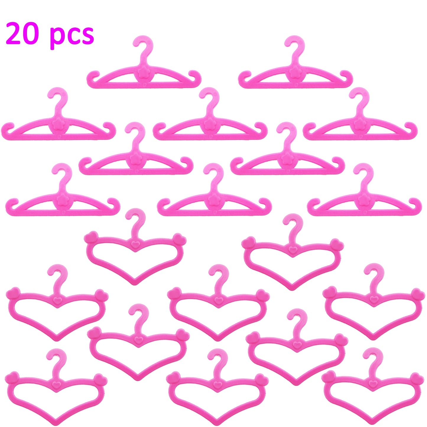 20 Pcs/Lot Cute Mini Hangers Holders Dress Clothes Wardrobe Accessories for Barbie Doll Dollhouse Furniture Pink Purple Red
