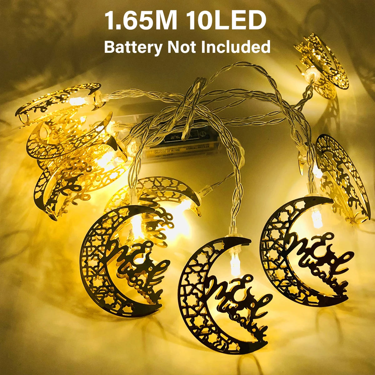 1.6M Moon Star Led Light String Eid Mubarak Decor Ramadan Decor for Home Muslim Islamic Decor Hajj Ramadan Kareem Eid Al Adha