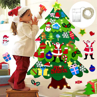 DIY Felt Christmas Tree Christmas Decoration for Home Navidad 2022 New Year Christmas Ornaments Santa Claus Xmas Kids