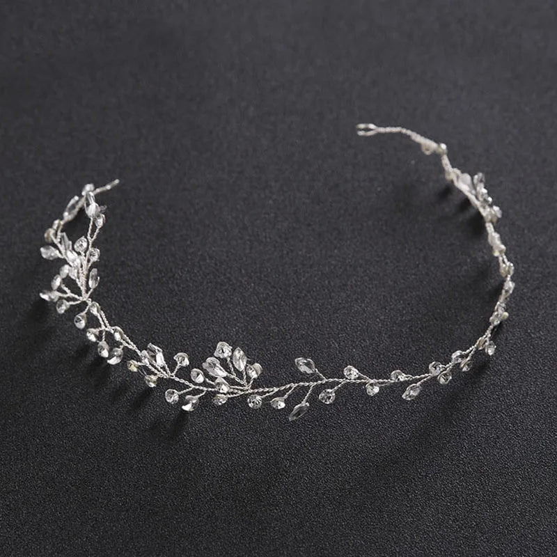 Gold/Silver Color Headbands Bride Hair Accessories Flower Pearl Crystal Hairbands Bridal Tiaras Headpiece Wedding Hair Jewelry