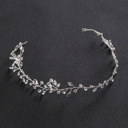 Gold/Silver Color Headbands Bride Hair Accessories Flower Pearl Crystal Hairbands Bridal Tiaras Headpiece Wedding Hair Jewelry