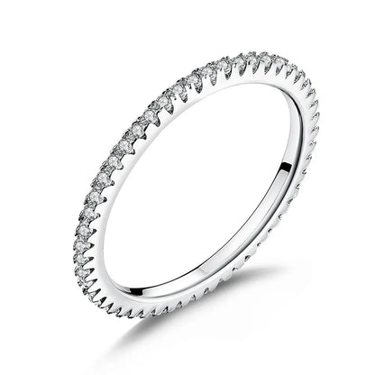 BAMOER Classic 925 Sterling Silver High Quality Circle Clear CZ Geometric Stackable Rings for Women Wedding Jewelry
