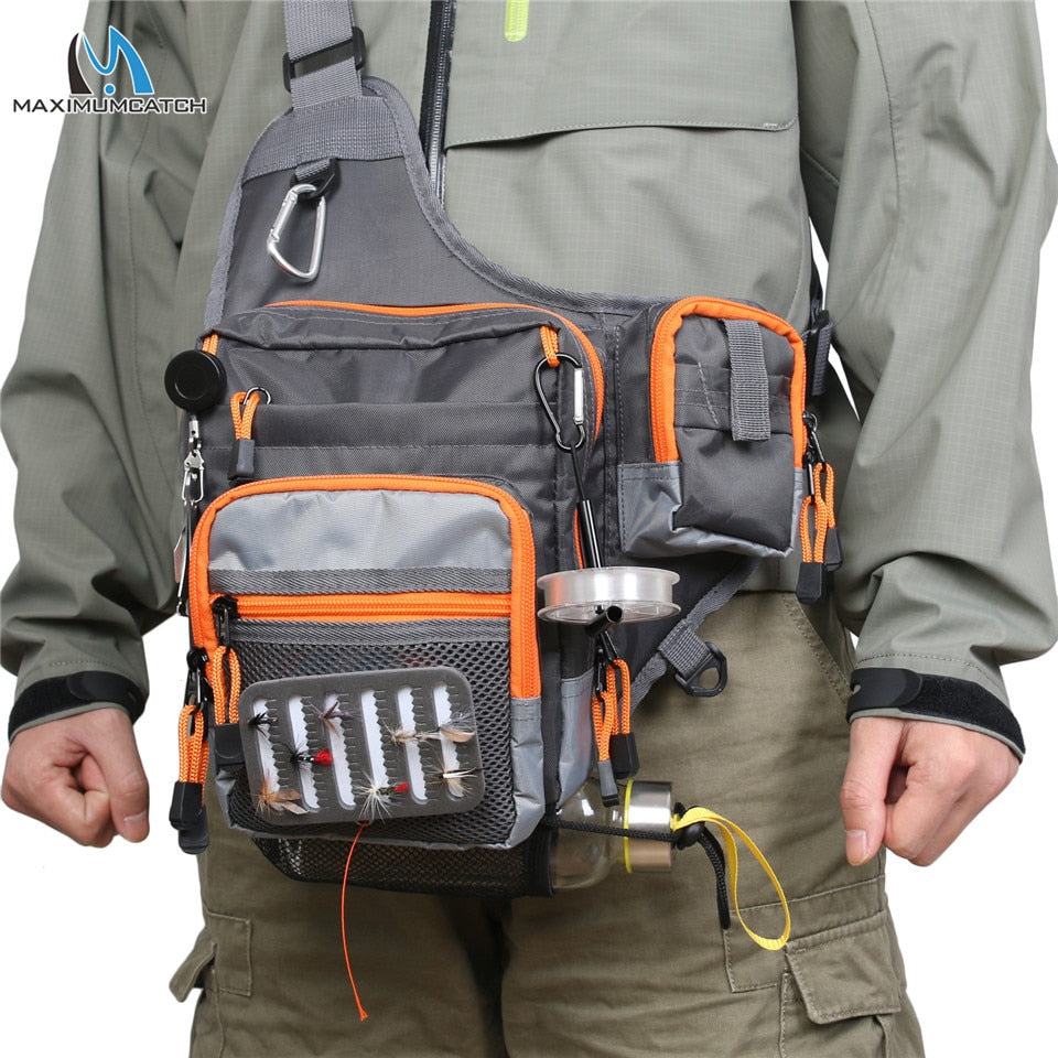 Maximumcatch Crossbody Fishing Sling Bag Waterproof Multi Function Fishing Lure Takle Bag Pack