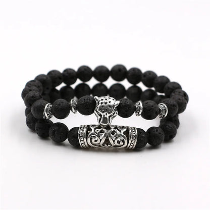 DUOVEI 2 Pcs/Set Natural Stone Beads Men's Dragon Bracelet Set Lava Stone Beaded Bracelets for Women Bileklik Pulseras Hombre