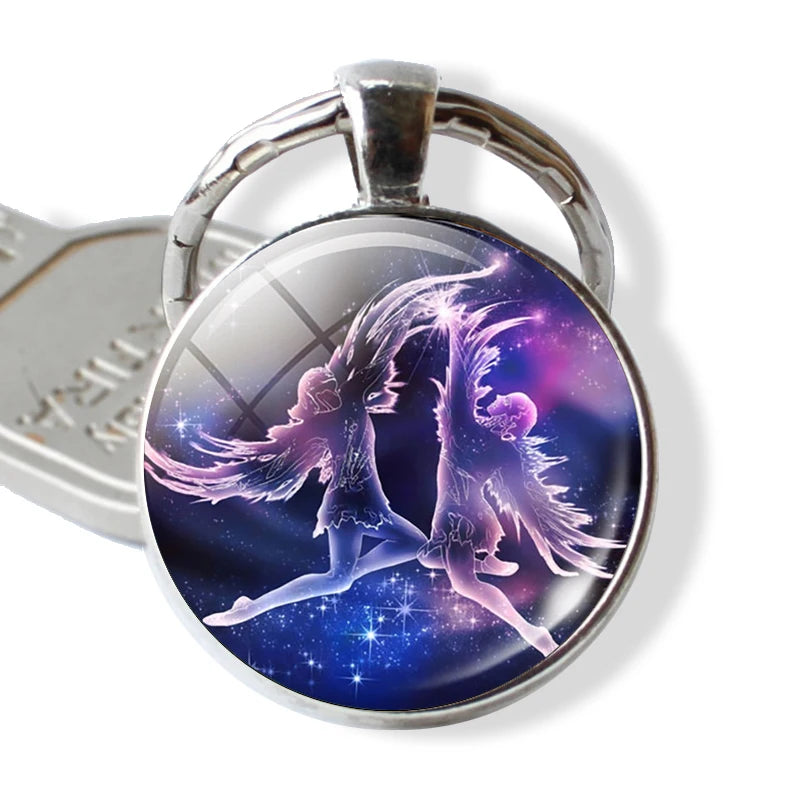 12 Constellations Keychain Constellation Key Rings Zodiac Sign Key Chain Pendant Jewelry Libra Aries Leo Fashion Birthday
