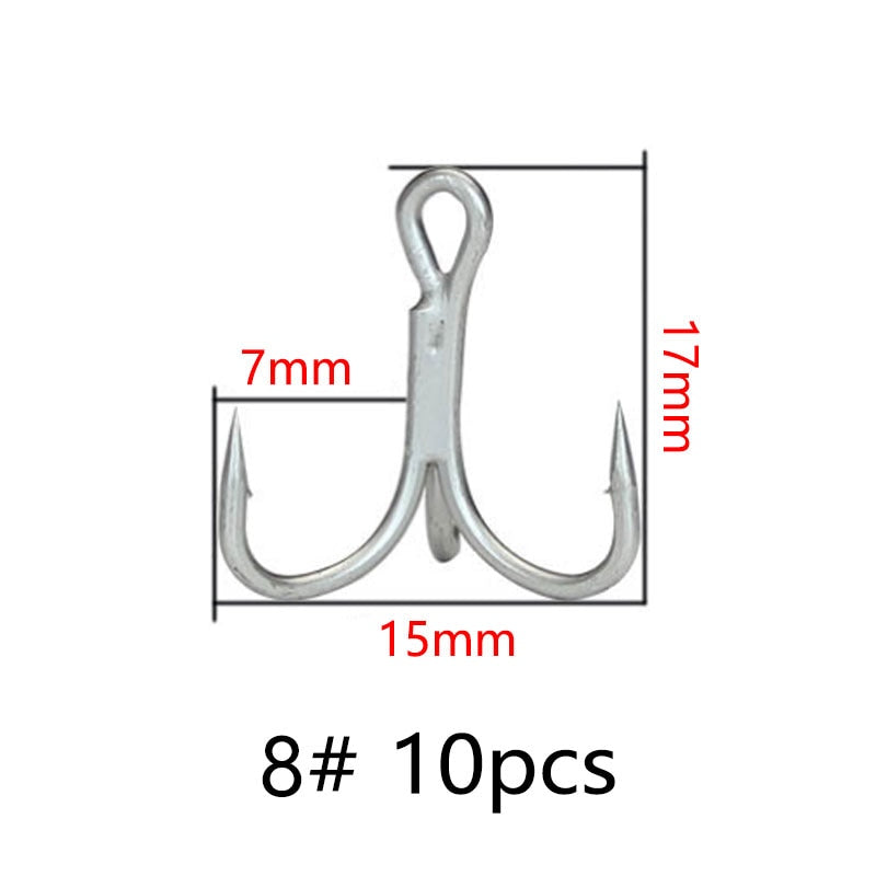 Balleo 5/10pcs Sharp Quadruple Reinforced Triple Anchor Hook Treble Three Fishing Hooks 4X Times Lure Three Fork Three Claw Hook