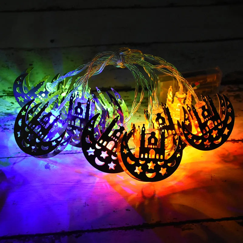 Ramadan Decoration Plastic Lantern Led String Lights Ramadan Kareem Decor Eid Mubarak Al-Fitr Eid Festival Party Supplies
