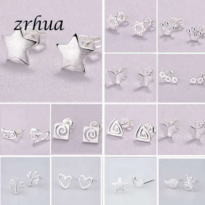 Newest 925 Sterling Silver Needle Women's Jewelry Cute Chic Stud Earrings for School Girls Kids Lady Birthday S925 Stamp