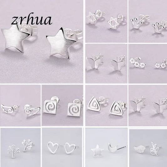 Newest 925 Sterling Silver Needle Women's Jewelry Cute Chic Stud Earrings for School Girls Kids Lady Birthday S925 Stamp