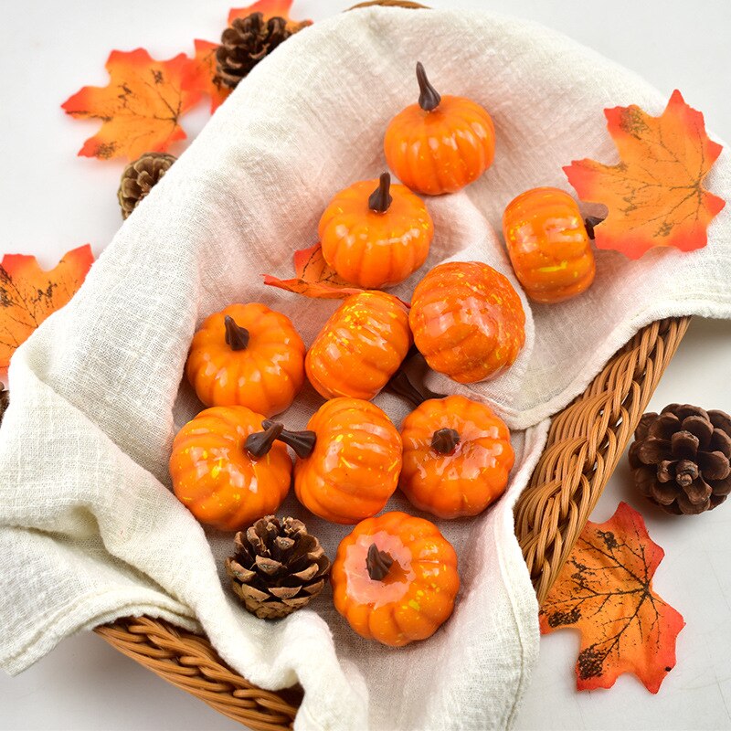 12pcs Mini Artificial Halloween Pumpkin Decor Simulation Vegetable DIY Craft Halloween Home Party Decoration Farmhouse Harvest