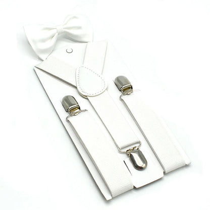 SHOWERSMILE Boys Suspenders Kids Blue Children Suspender Pant Yellow Pink Black Navy Red Wedding Baby Girls Braces Bow Tie Set