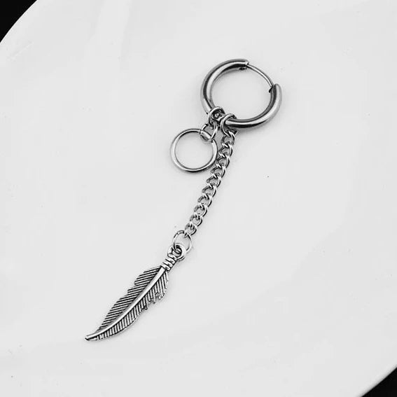 SOHOT Hot Dangle Long Tassel Unisex Hoop Earrings Punk Metal Jewelry Brincos Silver Color Star Cross Pendant Exaggerate Design