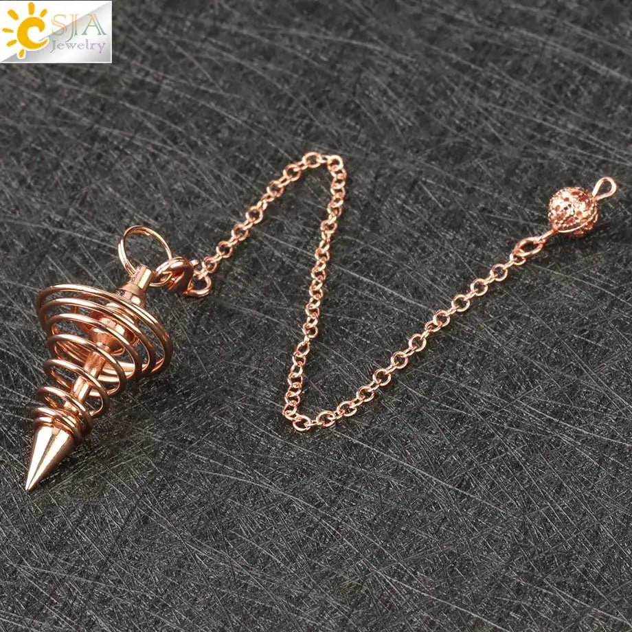 Metal Pendulum Pendulos Radiestesia Pendulums for Dowsing Divination Spiral Cone Antique Gold Color Silver Color Reiki G163