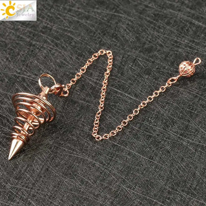 Metal Pendulum Pendulos Radiestesia Pendulums for Dowsing Divination Spiral Cone Antique Gold Color Silver Color Reiki G163