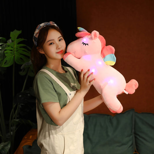 New Arrive 25/50cm Luminous Stuffed  Unicorn Toys Gleamy Animal Doll Lovely Animals Birthday for Kids Baby Super Quality