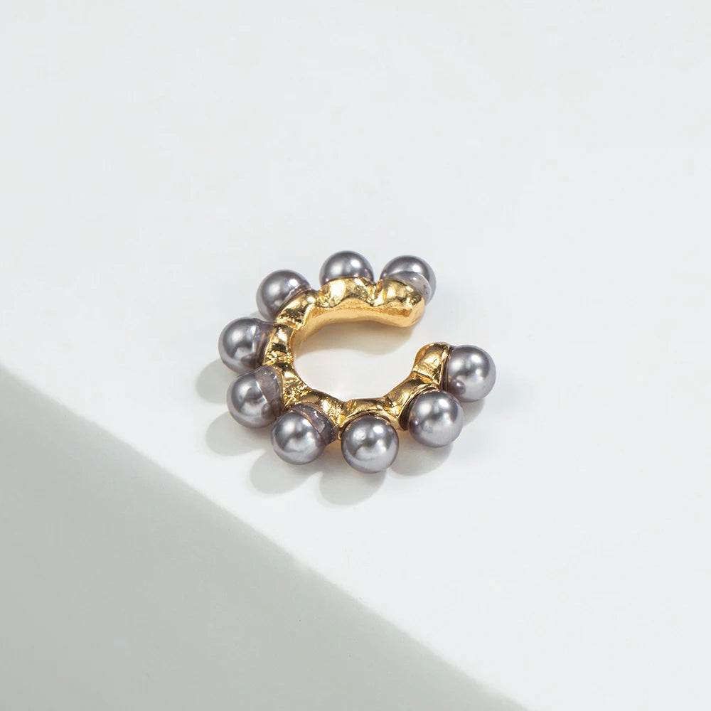Women Pearl Ear Cuff Earring Bohemian Natural Freshwater Circle Small Clip on Earring  No Piercing Fake Cartilage Earring