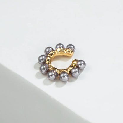 Women Pearl Ear Cuff Earring Bohemian Natural Freshwater Circle Small Clip on Earring  No Piercing Fake Cartilage Earring
