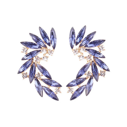 LUBOV Shining Rhinestone Wings Stud Earrings Acrylic Crystal Stone Women Piercing Earrings Trendy Wedding Jewelry Christmas