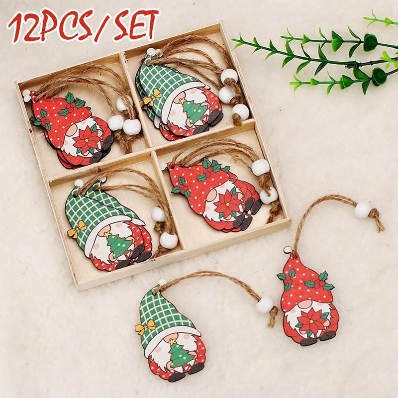 Wooden Christmas Pendant Merry Christmas Decor for Home 2023 Navidad Ornaments C