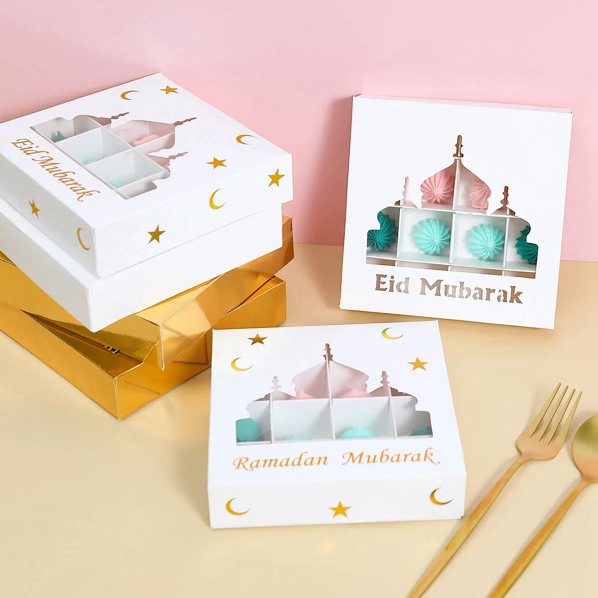 Eid Mubarak Candy Boxes Ramadan Decoration 2024 Eid Mubarak Ramadan Kareem Muslim Islamic Festival Party DIY Decor Supplies