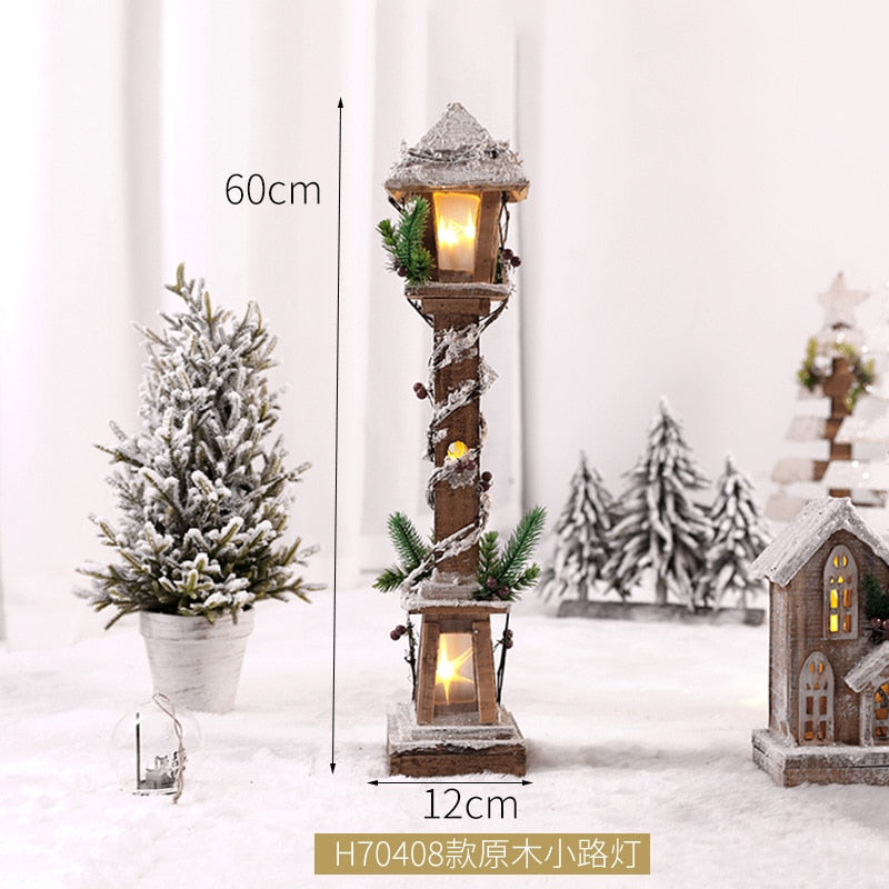 Creative Christmas Wooden Decorative House Pendant Simulation Street Light Model Light Christmas Party Home Decoration Navidad