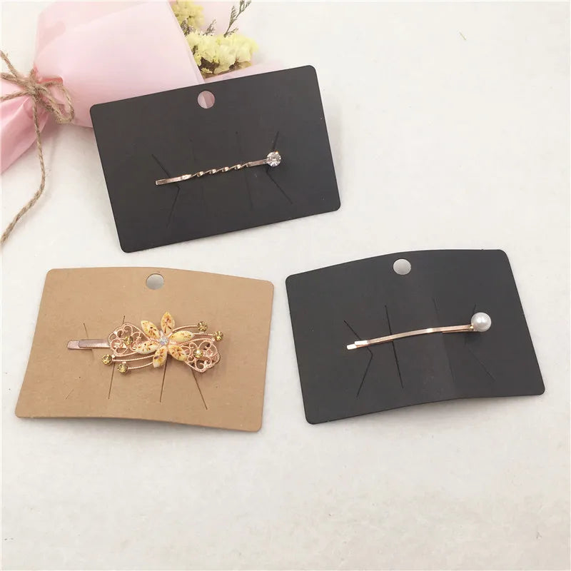 100pcs Multi-Style Hair Clip Cards Hair Accessories Jewelry Display Card Fashion Hair Clip Packaging Vintage Classic Card