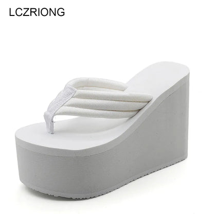 New Summer Women Slippers Woman Leisure Flip Flops Beach High Platform Slippers Mujer Fashion Shoes Casual Sandals Female