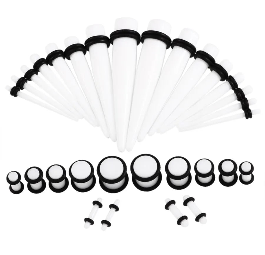36pcs/Lot Acrylic Ear Gauge Taper and Plug Stretching Kits Mixed Color Ear Flesh Tunnel Expansion Body Piercing Jewelry 14g-00g