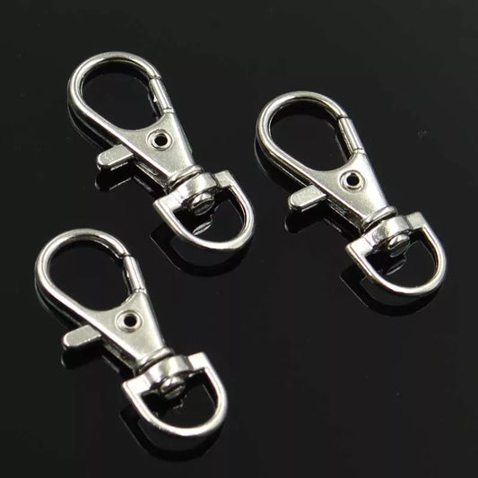 10pcs Silver Color Rhodium Lobster Clasp Clips Key Hook Keychain Split Key Ring Findings Clasps DIY Keychains Making