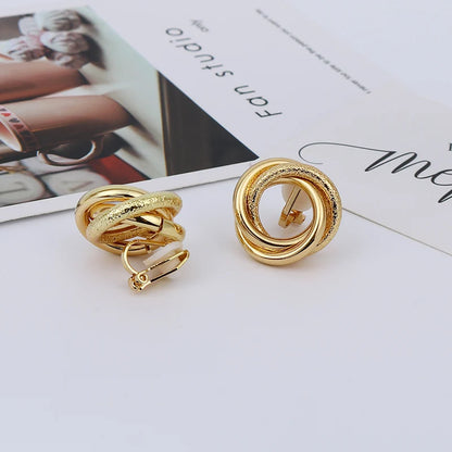 ZA Metal Maxi Statement Vintage Clip on Earrings Without Piercing  for Women Earrings Party Jewelry