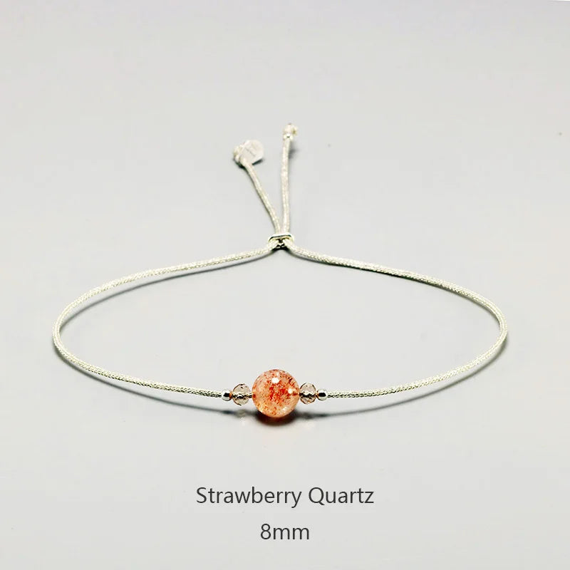 Handmade Moonstone Bracelet Thin Rope With Natural Crystal 925 Sterling Silver Beads Personalized Bracelets for Women
