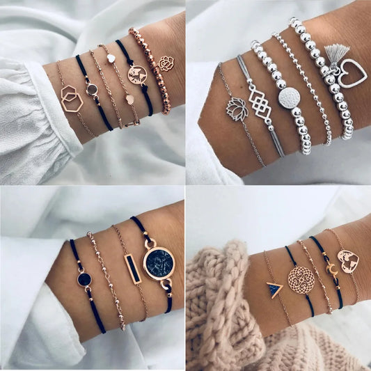 Boho Rope Bracelets & Bangles for Women Bohemian Beaded Charm Bracelet Femme Se Multilayer Jewelry Accessories Bijoux