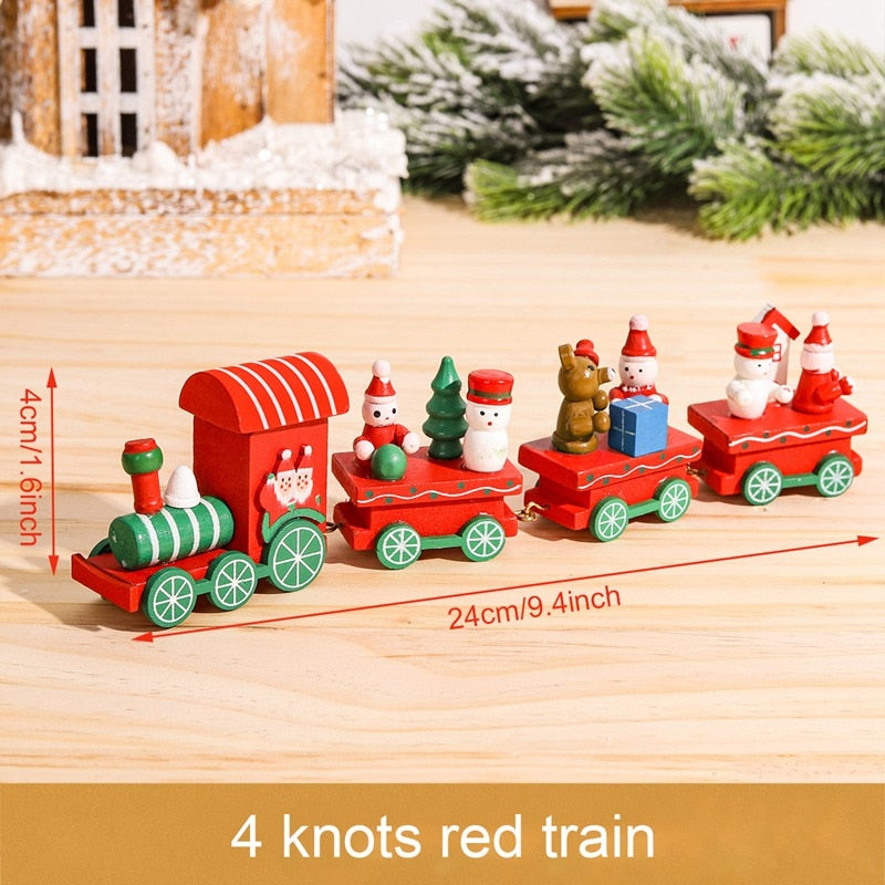 Christmas Wooden Train Merry Christmas Decoration for Home 2023 Christmas Ornaments Navidad Xmas New Year 2024