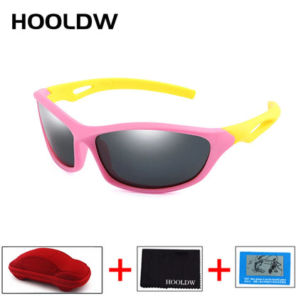 HOOLDW New Children Sunglasses Polarized Sun Glasses Silicone Flexible Baby Kids Glasses Boys Girls Sport Goggles UV400 Eyewear