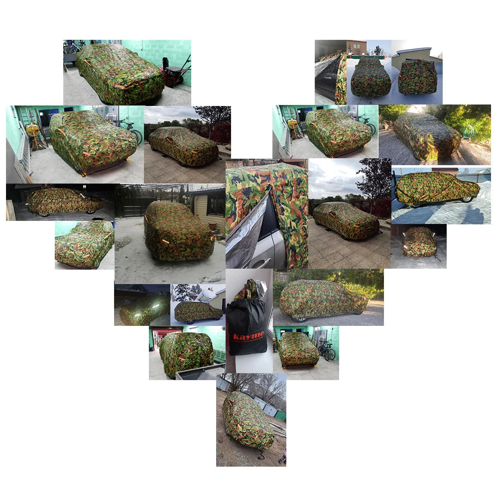 Kayme Waterproof Camouflage Car Covers Outdoor Sun Protection Cover for Car Reflector Dust Rain Snow Protective Suv Sedan Full