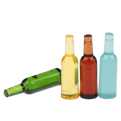 6Pcs 1:12 Dollhouse Miniature Toy Beer Wine Drink Bottle Doll Food Kitchen Living Room Toy Accessories