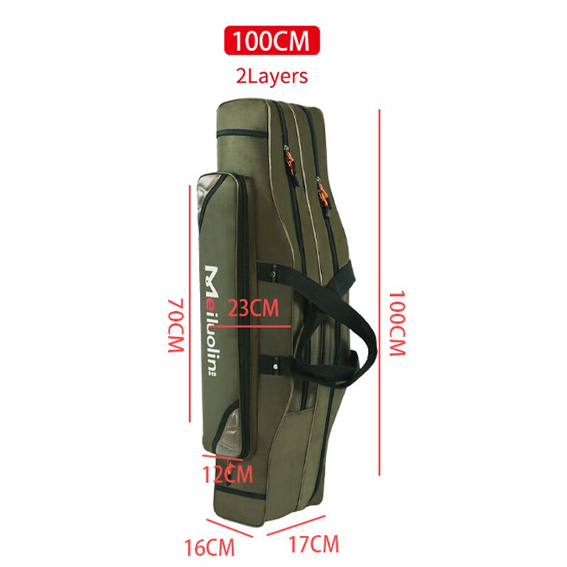 Oxford Fishing Bag Thicken 2/3 Layers 120cm Portable Fishing Tackle Bag Folding Fishing Rod Handbag Big Capacity Backpack XA115G