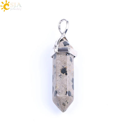 CSJA Bullet Natural Stone Pendant Real Purple Crystal Men Women Chakra Gem Stones Quartz Aventurine Pendants Jewelry  E001