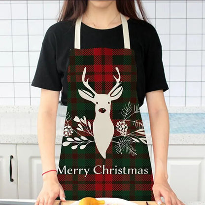 Linen Merry Christmas Apron Christmas Decorations for Home Kitchen Accessories Natal Navidad 2023 New Year Christmas