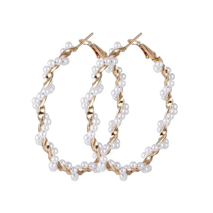 FNIO Big Simulated Pearl Earrings 2019 for Women Lover Geometric Round Heart Drop Dangle Earring Korean Statement Jewelry