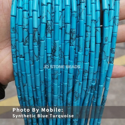 4*13mm Natural Stone Agate Jasper Turquoise Tube Shaped Beads Loose Cylindrical Bead for Jewelry Making DIY Bracelet Accessory