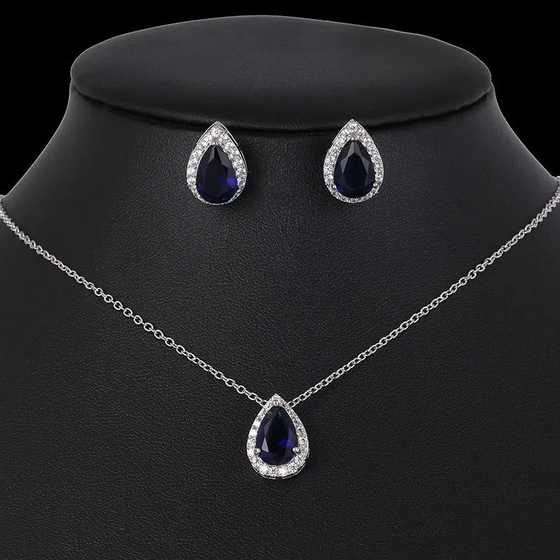 Nigerian Water Drop Cubic Zirconia Wedding Jewelry Sets Inlay Luxury Crystal Bridal Jewelry Set for Bridesmaids AS099