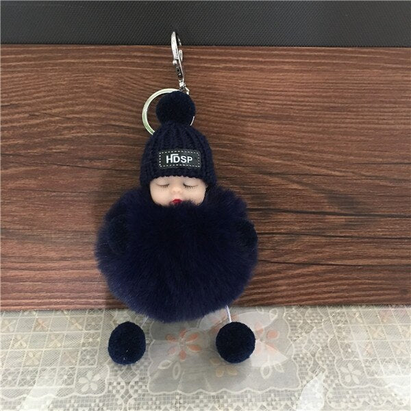 1PCS Cute Cartoon Doll Keychain Fur Ball Plush KeyChain Keyring Women Handbag Car Key Holder Bag Pendant Toys for Kids