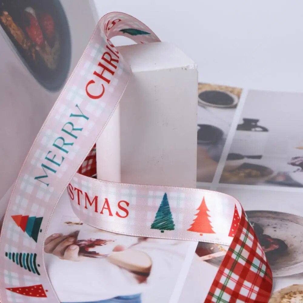 10Yards Christmas Decoration Ribbon DIY Handmade Printed  Polyester Party Christmas Wedding Party Packing Gilding Ribbon
