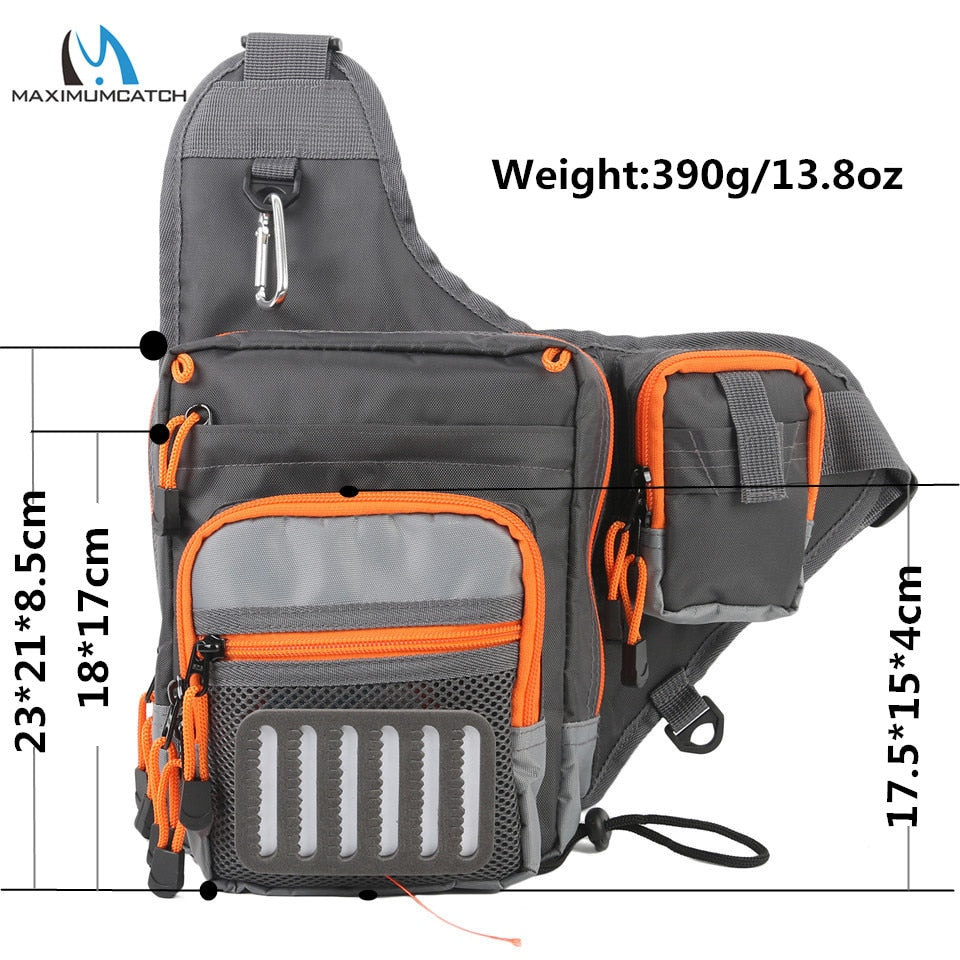Maximumcatch Crossbody Fishing Sling Bag Waterproof Multi Function Fishing Lure Takle Bag Pack